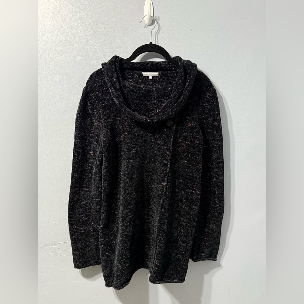 Habitat Clothes To Live In Cowl Neck Black MultiColor Tunic Knit Sweater Size S